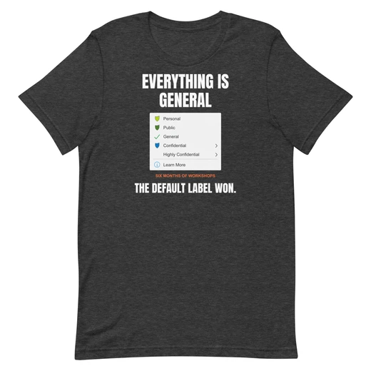 Everything Is General — Dark Grey Heather shirt, front design