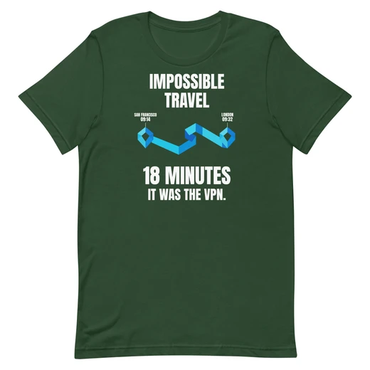 Impossible Travel — Forest shirt, front design